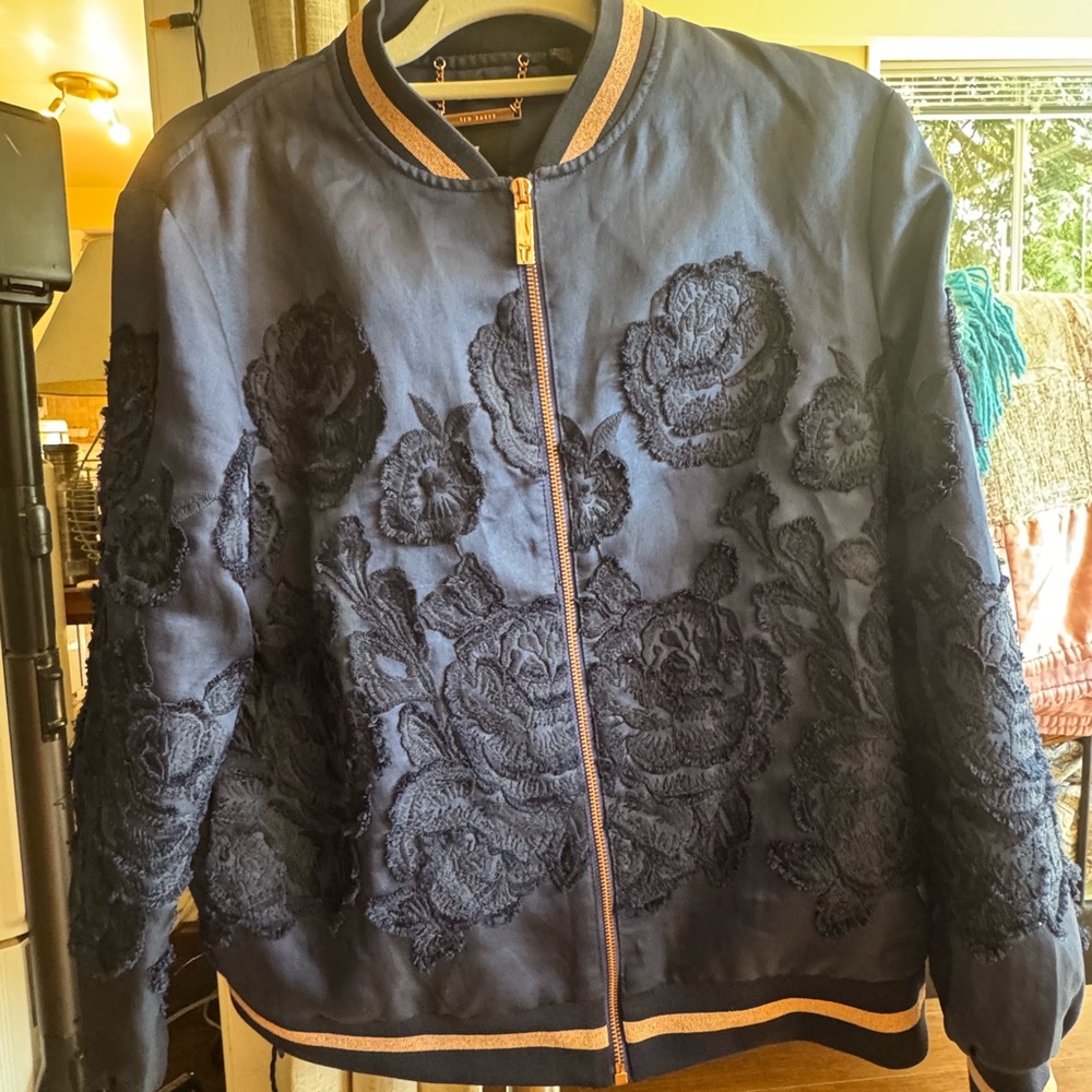 Ted Baker Navy Floral Bomber Jacket